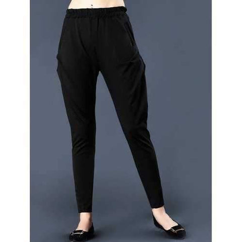 High Waist Harem Pants - Black L