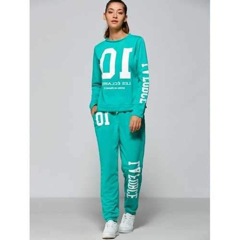 Funny Sweatshirt and Jogger Pants - Lake Green M