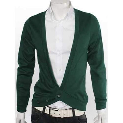 Slimming One Button V-Neck Cardigan - Green L