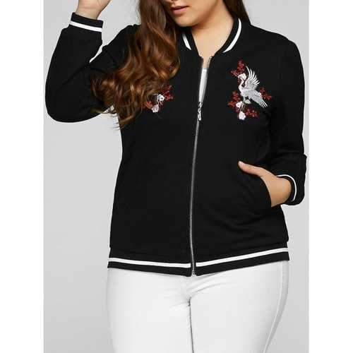 Plus Size Embroidered Embellished Jacket - Black Xl