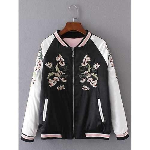 Embroidered Insider Wear Padded Baseball Jacket - Black Xs