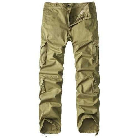 Pockets Design Straight Leg Basic Cargo Pants - Khaki 30