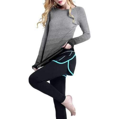 Running Ombre Yoga Long Sleeve Gym Top - Black S