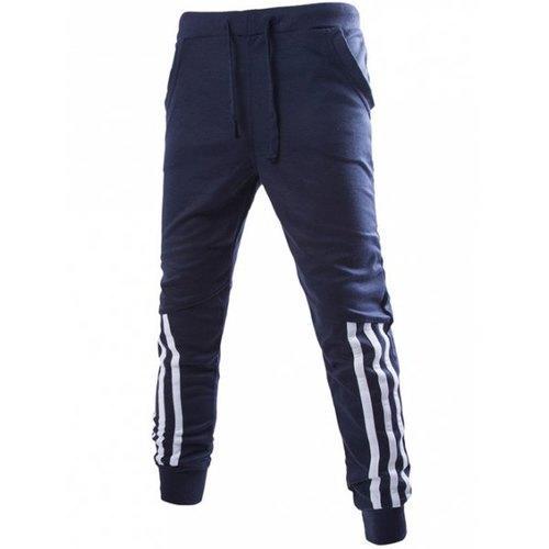 Stripe Spliced Beam Feet Jogger Pants - Cadetblue L