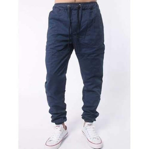 Drawstring Elastic Waist Chino Jogger Pants - Cadetblue 4xl