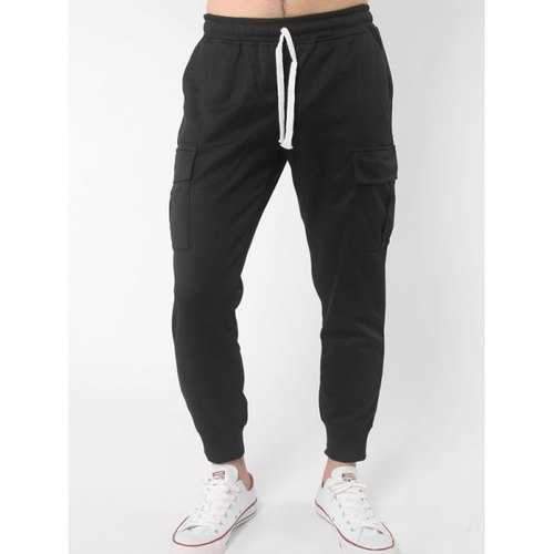 Multi Pocket Drawstring Elastic Waist Beam Feet Jogger Pants - Black M