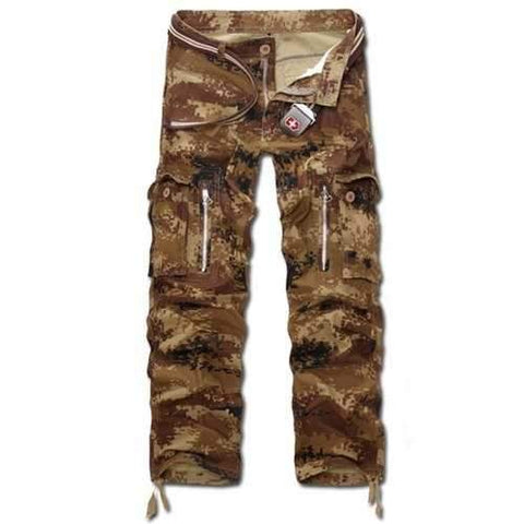 Multi Pockets Camo Army Cargo Pants - Earthy 28