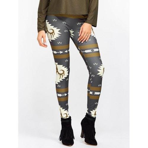 Christmas Ornate Print Slim Leggings - L