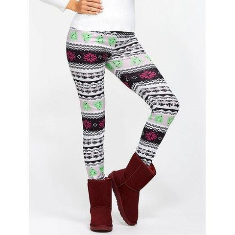 Christmas Ornate Print Slim Fit Leggings - Xl