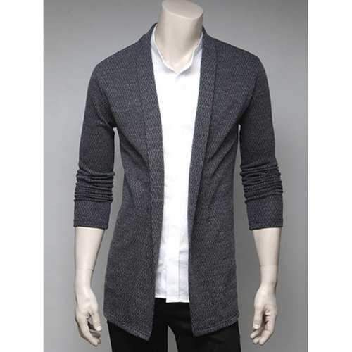 Turndown Collar Drape Cardigan - Light Gray Xl