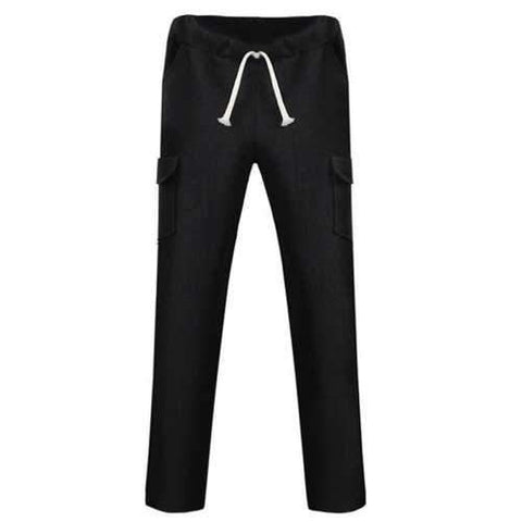 Lace Up Pockets Design Straight Leg Pants - Black 2xl