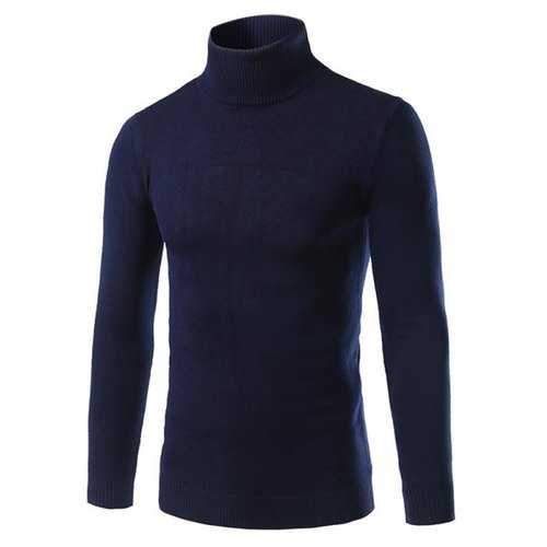 Slim Fit Roll Neck Pullover Sweater - Cadetblue M