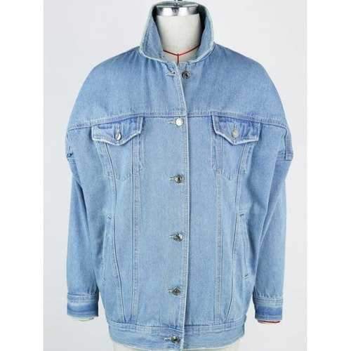 Drop Shoulder Loose Jean Jacket - Light Blue S