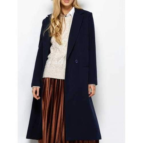 Laple Maxi Coat with Pocket - Purplish Blue S