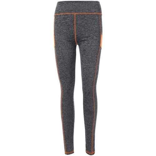 High Waist Stretchy Contrast Leggings - Orange M