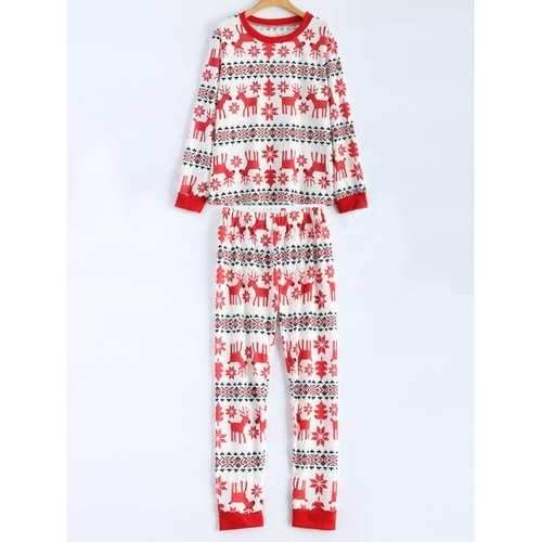 Christmas Deer Print T-Shirt and Pants Set - White S