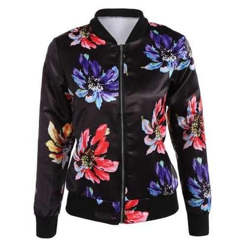 Flower Bomber Jacket - Black S