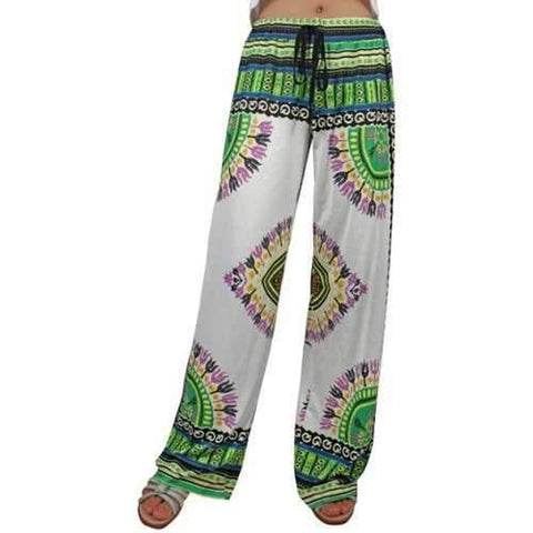 Drawstring Tropical Print Exumas Palazzo Pants - L