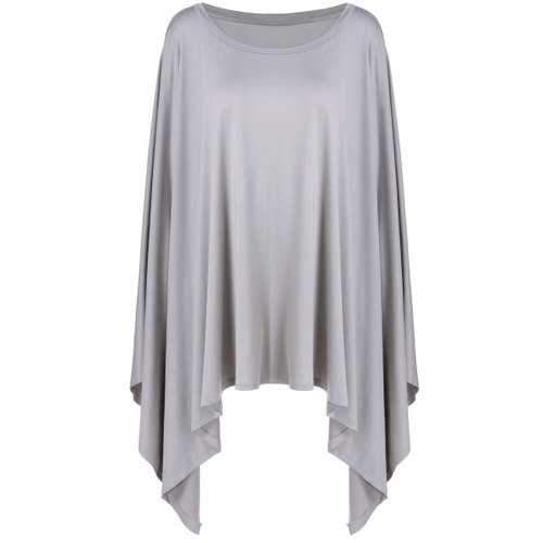 Batwing Sleeve Asymmetrical Dress - Gray S