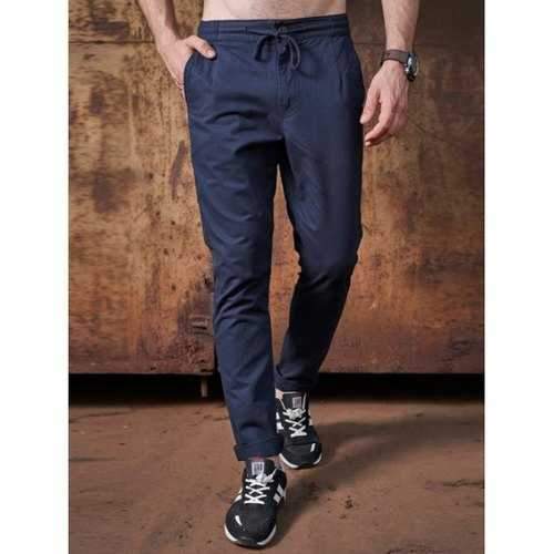 Mid Rise Pocket Zipper Fly Drawstring Pants - Deep Blue 31