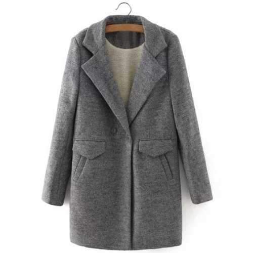 One Button Sherpa Fleece Spliced Coat - Gray L