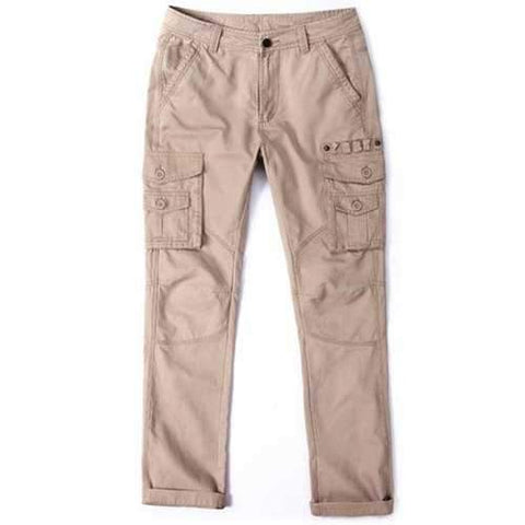 Multi Pocket Zipper Fly Loose Cargo Pants - Khaki 36