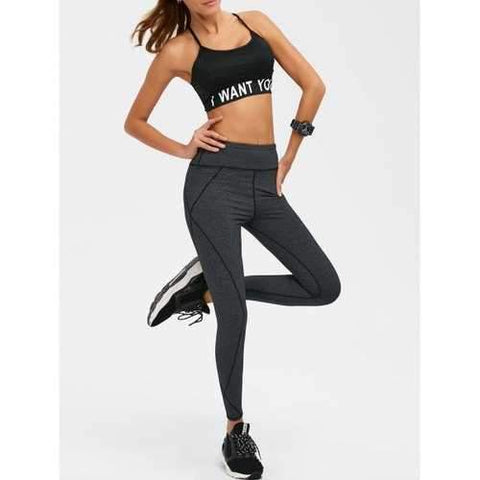 Graphic Bra With Yoga Leggings - Black M