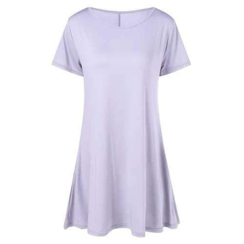 Mini Flare Short Sleeve Dress - Light Gray Xl