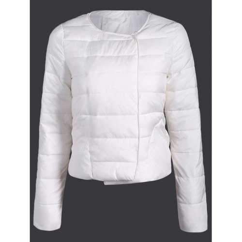 Double Pocket Short Slim Quilted Jacket - White L