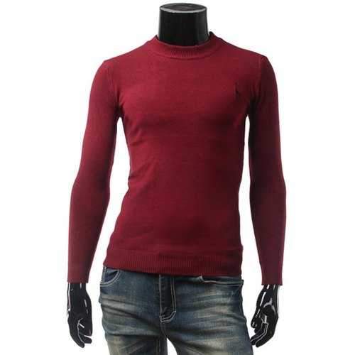 Giraffe Flat Knitted Pullover Sweater - Burgundy M