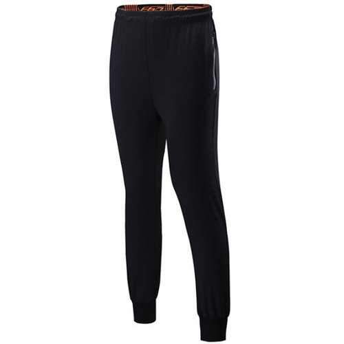 Lace-Up Sports Pants with Zip - Black L