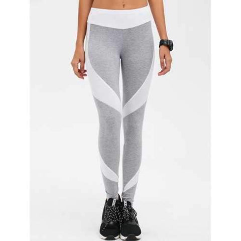 Stretchy Contrast Athletic Pants - Light Gray Xl