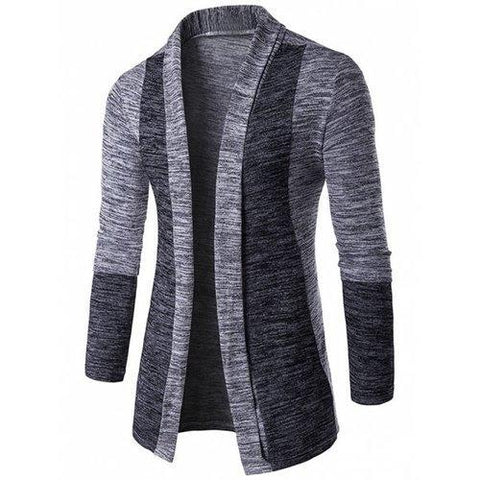 Space Dye Contrast Panel Open Front Cardigan - Light Gray Xl