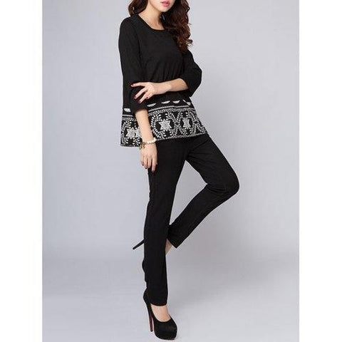 Pants with Print T-Shirt - Black L