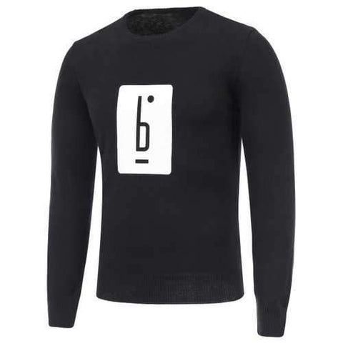 Long Sleeve Crew Neck Graphic Sweater - Black 2xl