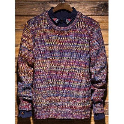 Knit Crew Neck Pullover Sweater - L