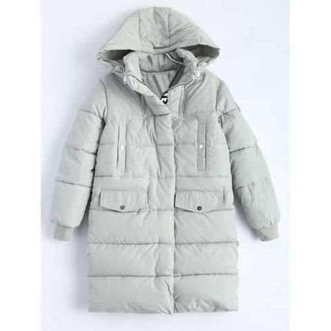 Hooded Padded Snow Coat - Gray Xl