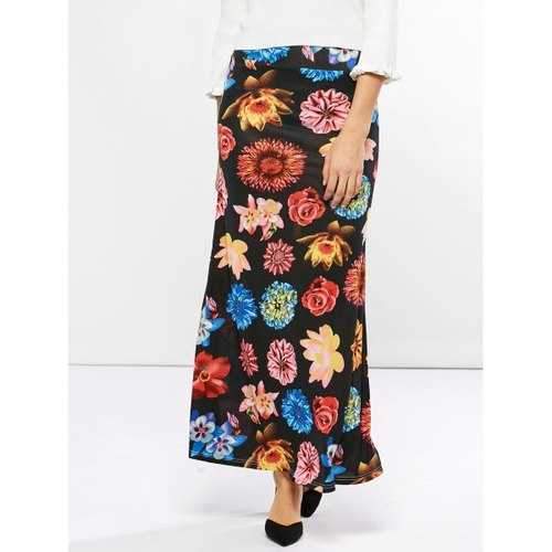 Mid Waist Floral Print Skirt - Floral Xl