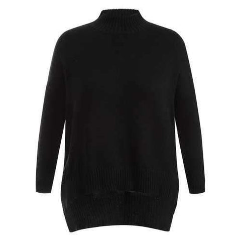 Plus Size High Low Drop Shoulder Sweater - Black 3xl