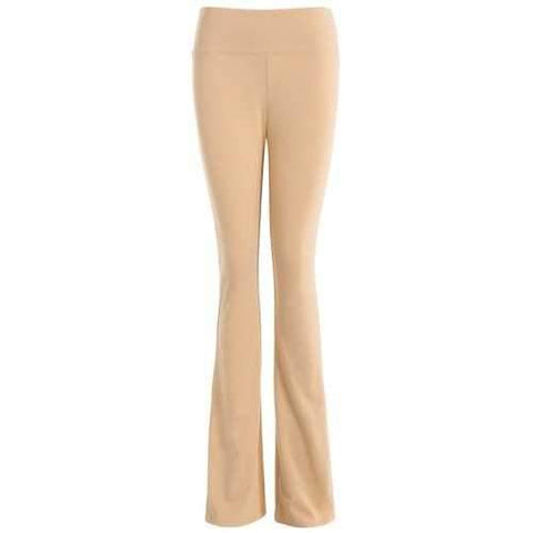 Elastic Waist Flare Pants - Apricot S