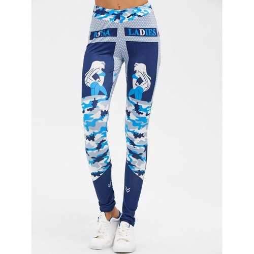 Polka Dot Camouflage Graphic Exercise Pants - Blue S