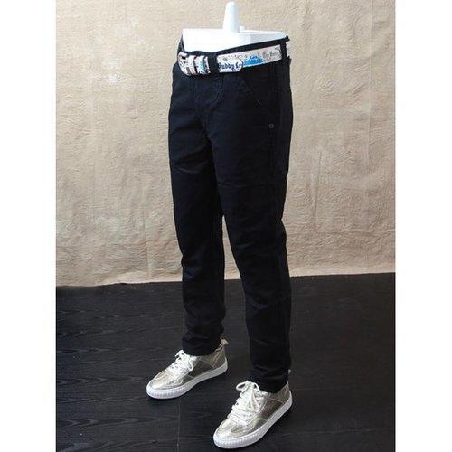 Casual Straight Leg Zip Fly Pants - Black 36