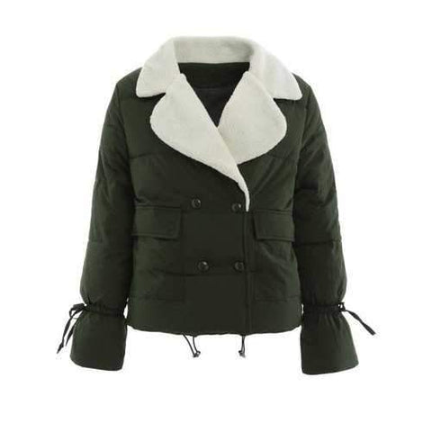 Fleece Lined Padded Jacket - Army Green One Size