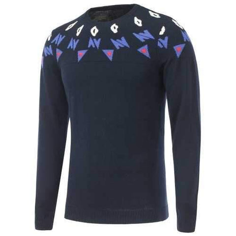 Long Sleeves Crew Neck Graphic Sweater - Cadetblue M