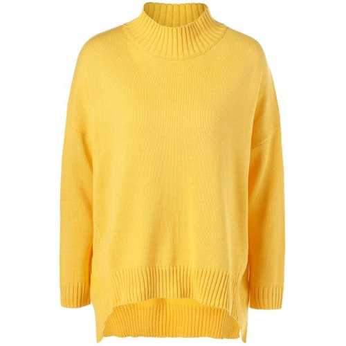 Plus Size Mock Neck Ribbed Sweater - Yellow 2xl