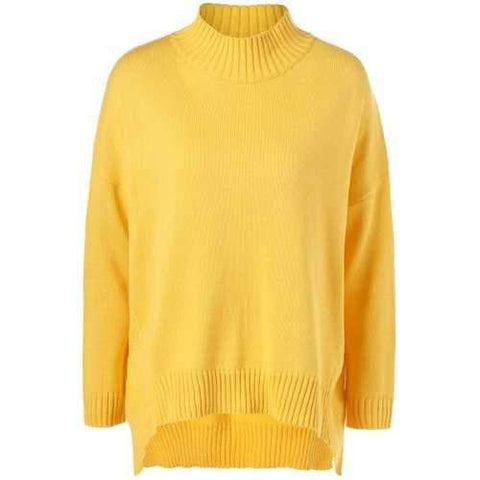 Plus Size Mock Neck Ribbed Sweater - Yellow 2xl