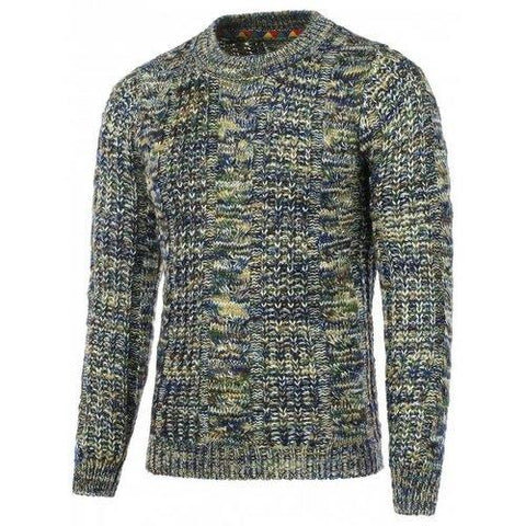 Colorful Cable Knit Crew Neck Sweater - Blue 2xl