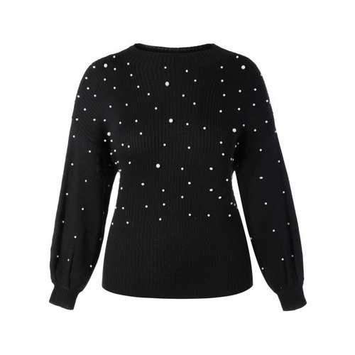 Plus Size Beaded Sweater - Black 3xl