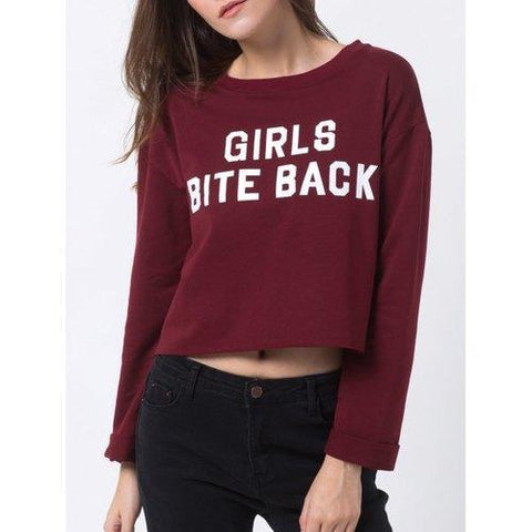 Girls Bite Back Cropped Sweatshirt - Burgundy Xl