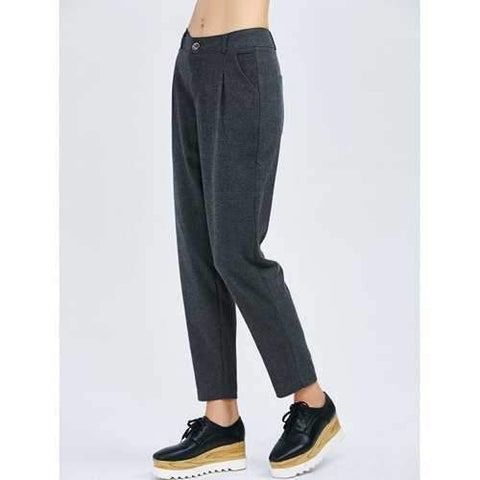 Wool Blend Cigarette Pants - Gray M